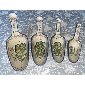 Floral Hand Painted Stoneware Measuring Scoops Set